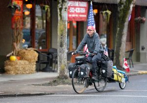 fully loaded bike and trailer