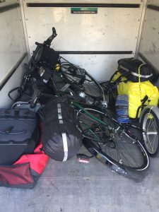 loaded bike in uhaul trailer