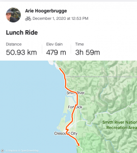 Strava route through California