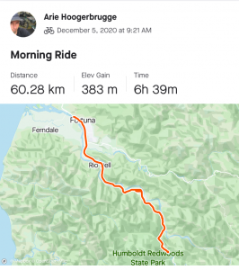 Strava route map through California