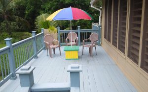 front house deck, table, chairs