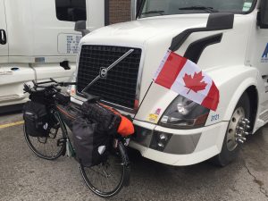 bike leaned against truck